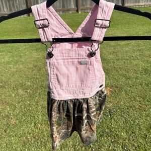 Pink and camo print overall dress Outdoor Kids 3T GUC